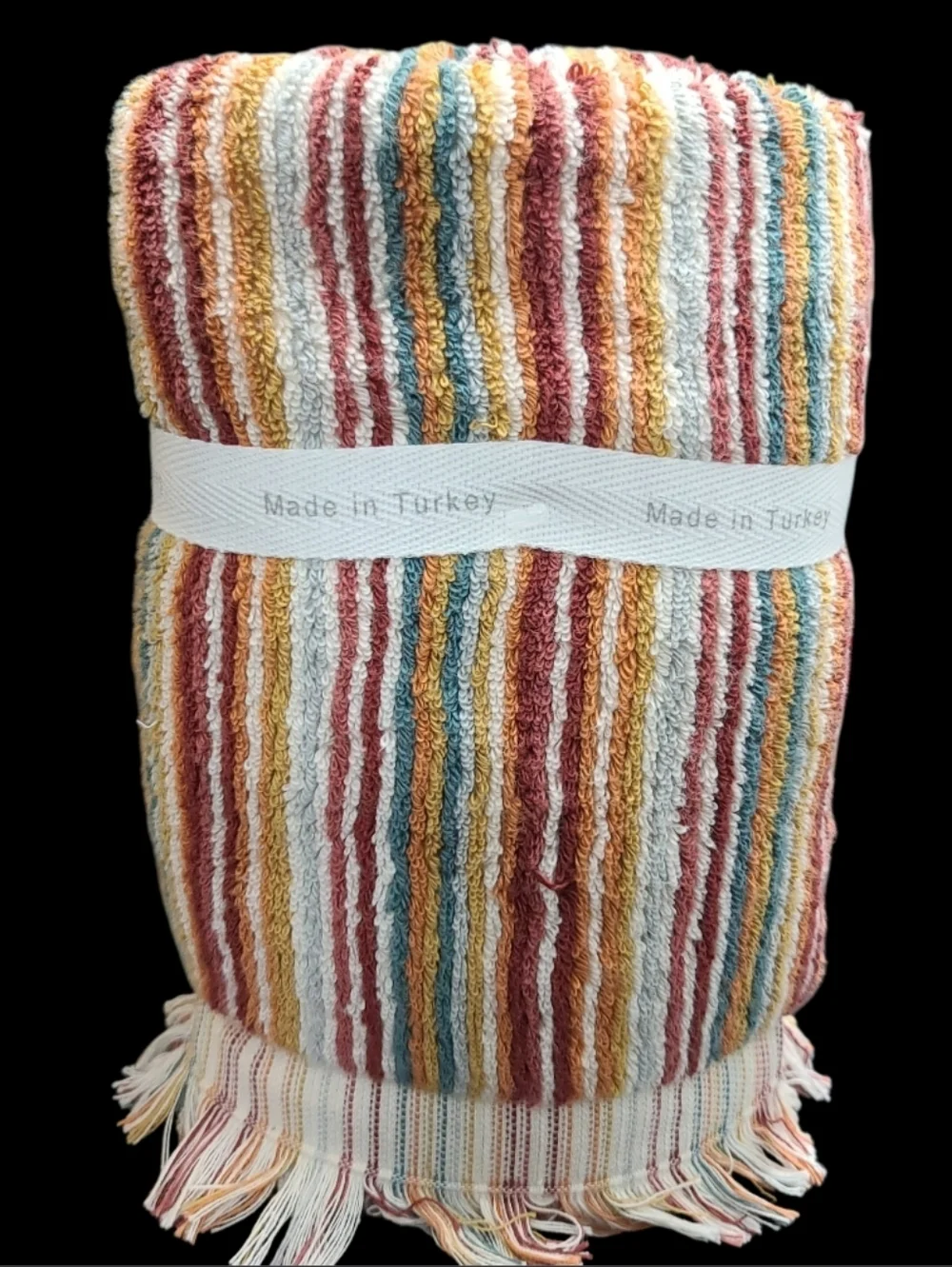 2 Brooks Brothers Fall Rainbow Striped Hand Towels Luxury Thick Plush Turkish